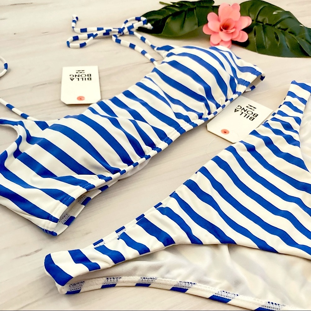 Billabong Blue + White Striped Bikini Set - Picture 6 of 8